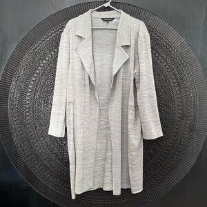 Ming Wang Open Front Long Cardigan Duster XL Gray Acrylic Knit Lagenlook Office